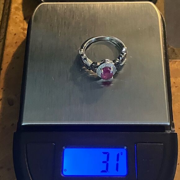 Natural Ruby Red Sapphire Sterling Silver Ring - Picture 8 of 8